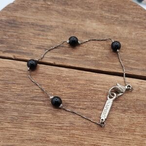 Napier‎ Black Beaded Silver Bracelet 7 Inch B3007
